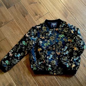 Johnny Was Asian dragon brocade bomber jacket